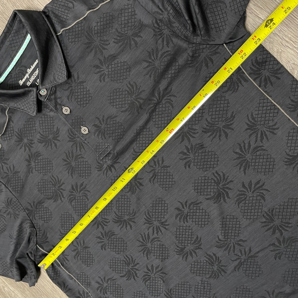 Tommy Bahama Polo Shirt Mens Large Black IslandZone Pineapple Print Short Sleeve - Picture 6 of 6
